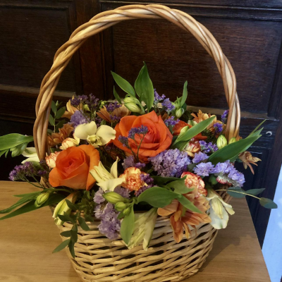 Perfect Petals UK - Orange & Purple Basket Arrangement