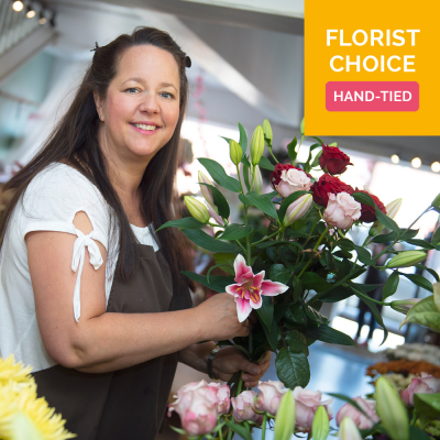 Florist Choice Hand-tied - An expert artisan florist will design a hand-tied filled with the finest quality seasonal flowers, perfectly wrapped and delivered in water.