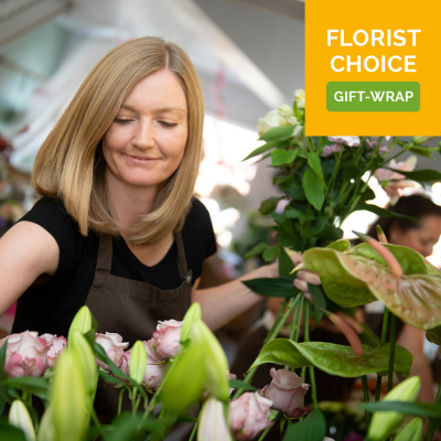 Florist Choice Gift-Wrap - This traditional wrap of flowers will be professionally made with the finest blooms on the day.